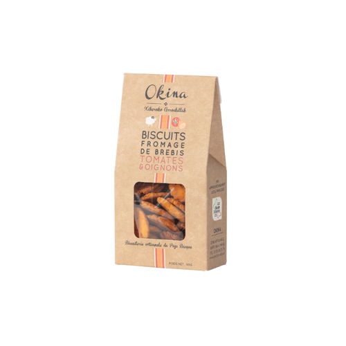 Biscuits Fromage de Brebis, Tomate & Oignons – Okina