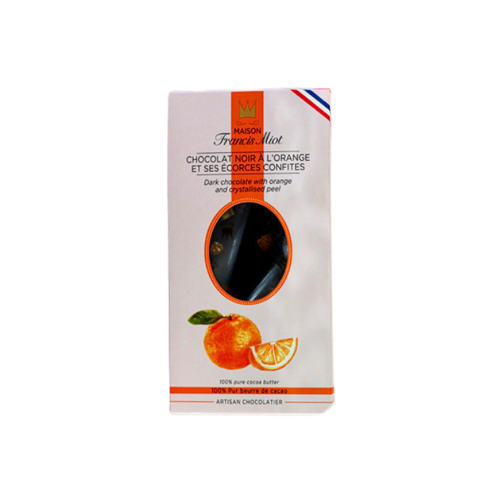 Chocolat noir à l’orange – Maison Francis Miot | Tablette artisanale 80 g