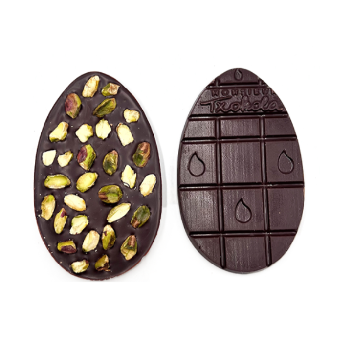 Tabloeuf Noir Pistache – Tablette chocolat noir de Pâques artisanale