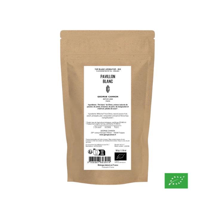 Thé Blanc Pavillon Blanc Bio – Pêche, passion, poire