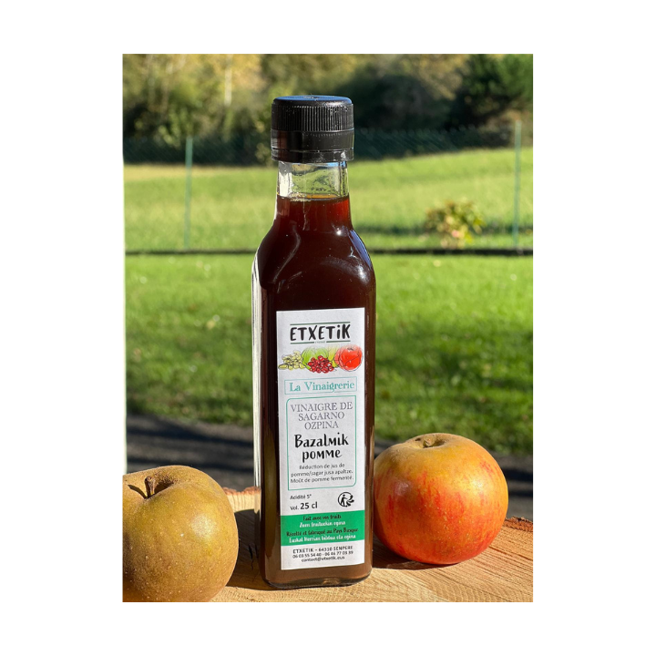 Vinaigre Bazalmik Pomme – Etxetik  Condiment artisanal du Pays Basque